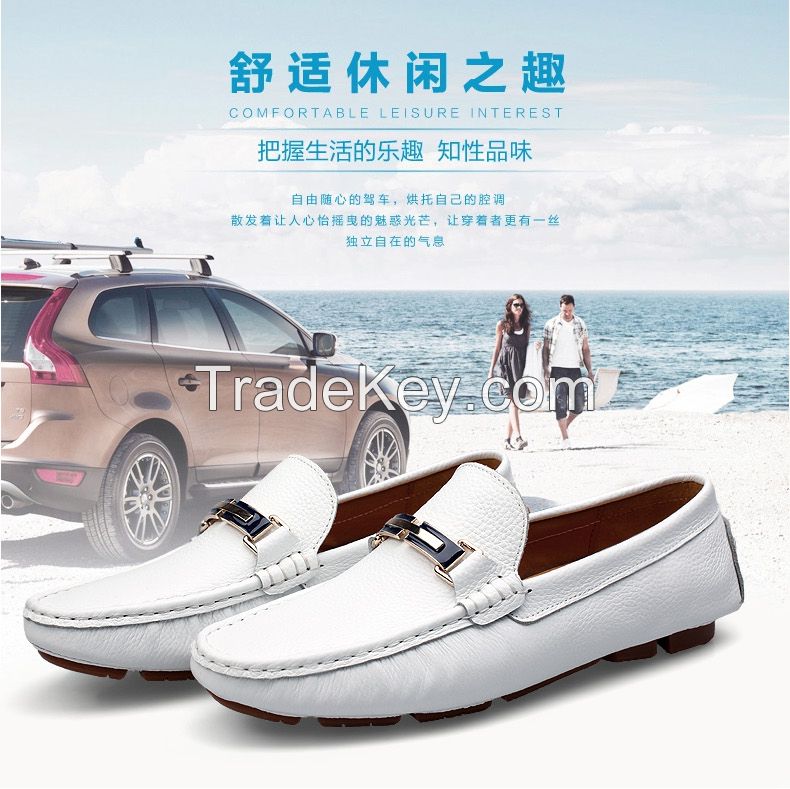 Black and white male leather shoes British leisure shoes