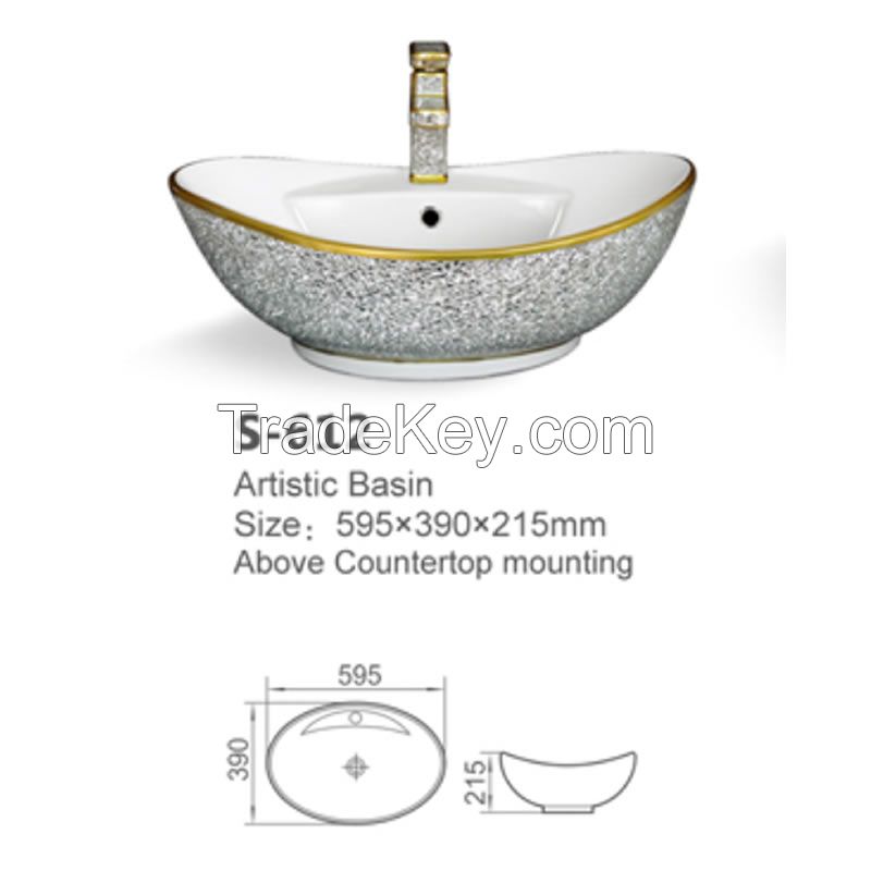 Modern design bathroom ceramic art basin vanity basin countertop colored hand wash sink