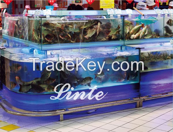 supermarket glass fresh display fish pool