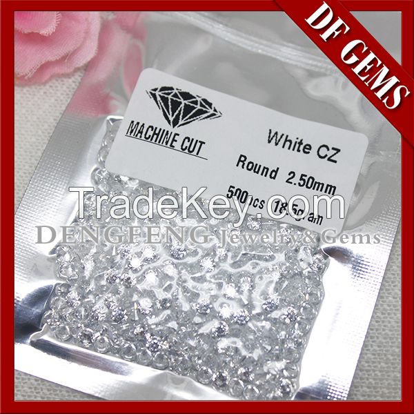 Round machine cut thick girdle white round cubic zirconia in wuzhou