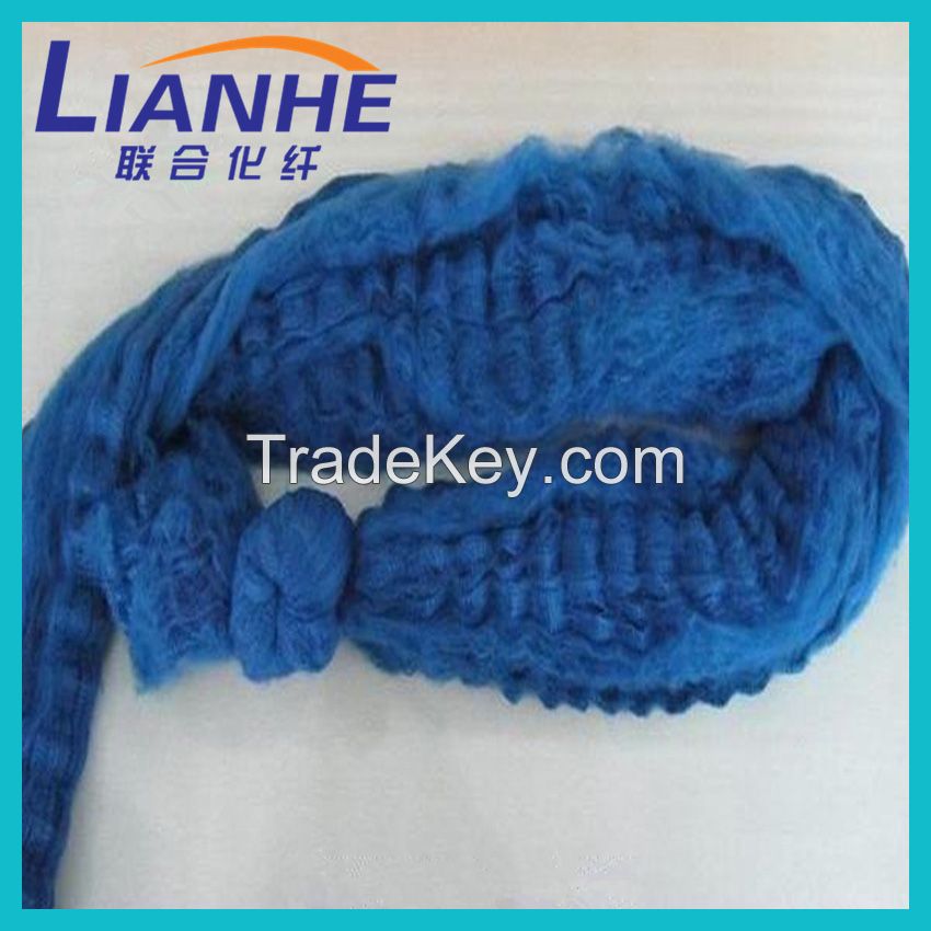 recycled blue color polyester fiber tow