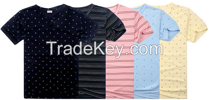 Mens Polo shirt yarn dye w/flower printing