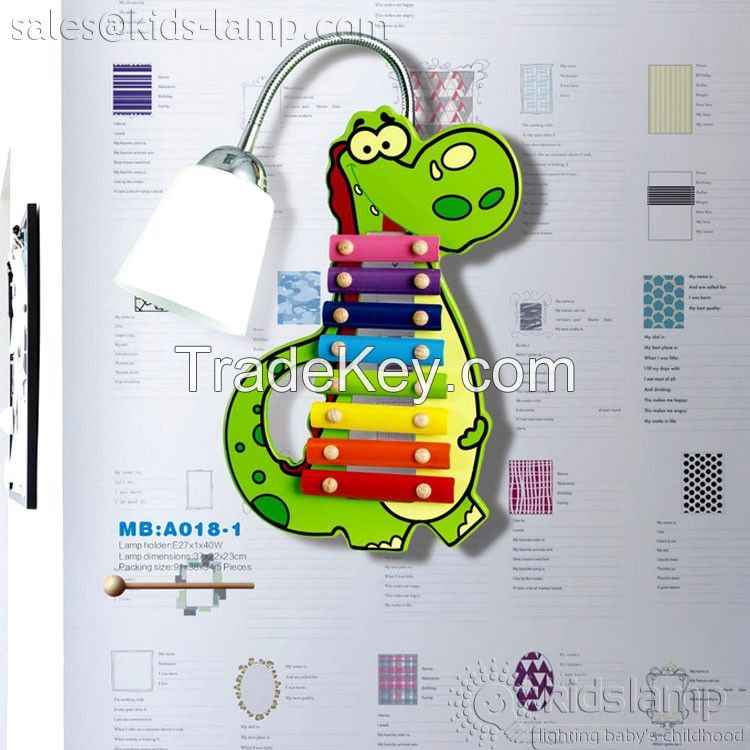 Interesting and green crocodile musical kids bedroom adjustable wall lamps