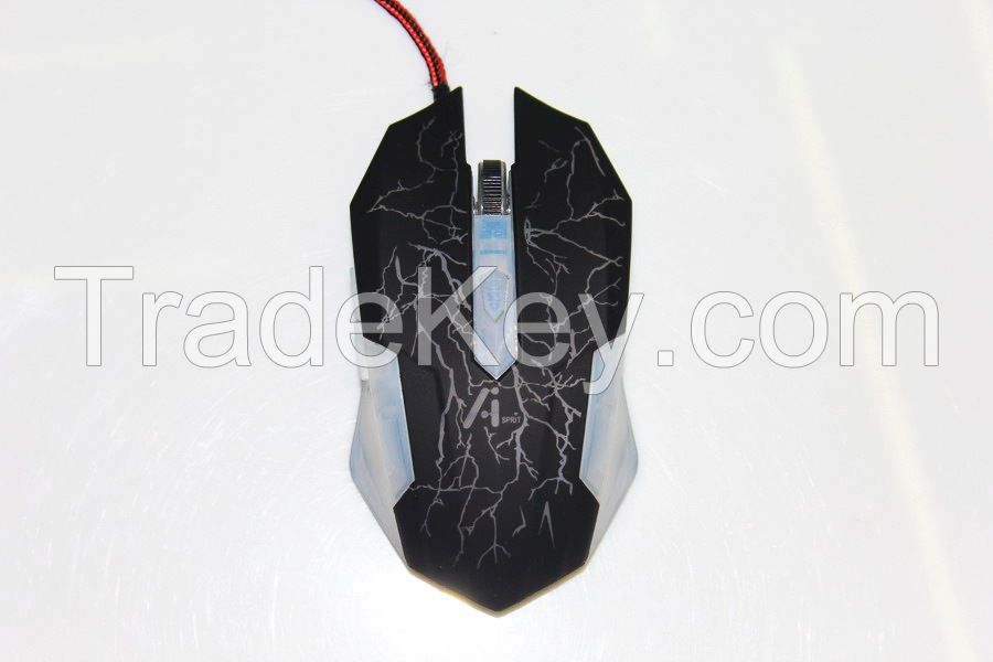 Plastic Crack Skin Gaming Mouse With 4 Level Of Dpi Switch USB Wired Mouse Opticcal Soft Mouse