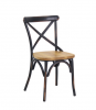 Vintage industrial cross back metal dining chair with wooden seat