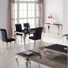 Modern Louis Tempered Glass Dining Table Set With Black Chairs