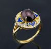 gemstone and enamel ring with 18K yellow gold plating