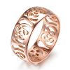 New Fashion Titanium Steel Rose Gold Flower Shaped Hollow Rings for Girlfriend Online