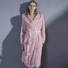 Winter Hooded Pink Flannel Female Loungewear Elegant Sleepwear Luxury Robe Women