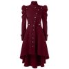 Fashion-Gothic Coat Autumn Winter Long Trench Black Windbreaker Coats Classic Shrug Purple Asymmetry European Vintage Overcoat