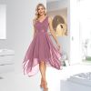 Women Deep V-Neck A-Line Empire Waist Party Cocktail Bridesmaid Dress