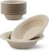 100% Compostable 12 Oz. Paper Bowls [125-Pack] Heavy-Duty Quality Natural Disposable Bagasse, Eco-Friendly Biodegradable Made of Sugar Cane Fibers