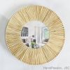 Raffia Palm Wall Mirror Frame Hanging Wall Decoration