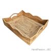 High Technique Square Rattan Serving Storage Tray Wave Edge and Cutout Handles Vietnam HP - T027