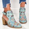 turquoise embroidered ankle boots Casual fashion boots