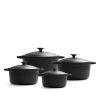 Hot Selling Black round Camping Saucepan 20/23/26/28 cm Non Stick Cookware Set Cheap Cookware Dutch oven Cast Iron stockpot