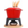 Traditional Fondue Set enameled cast iron fondue for Traditional swiss 12 pcs fondue pot for Meat, Chocolate & Cheese