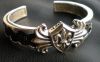 STERLING SILVER FLEUR DES LIS ROCKER BIKER BANGLE