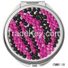 Zebra Crystal Round Metal Compact Mirror