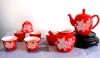 Sell Red Glazed Flower Porcelain Gongfu Tea Set