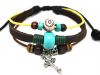 Fashion blue wood bead sword charm handmade leather bracelet  HW236