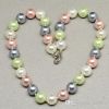 Natural gemstone A grade tridacna shell multi-color necklace round bea