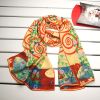 Crepe De Chine Oilpainting heavy color scarves yellow