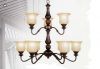 Two floor antique chandelier with glass shades