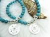 Sell Turquoise round beads 925 silver charms bracelets