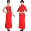 Sell Strapless cheongsam dress with embroidery pattern