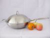 Stainless steel wok, thickness 2.5mm with cast iron handle