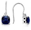 Sell Cushion Sapphire and Round Diamond Dangle Earrings