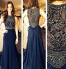 2014 New Sexy Prom Dresses Chiffon Sleeveless Navy Sleeveless Floor Length Beaded Rhinestones Top Sheer Party Gowns     2014 New Sexy Prom Dresses Chiffon Sleeveless Navy Sleeveless Floor Length Beaded Rhinestones Top Sheer Party Gowns     2014 New Sexy P