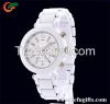 GF-FW-015:White Set Auger Three Needle Quartz Silicone Watches