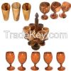 Olive wood cups, gobelets