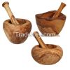 Olive wood mortar and pestle