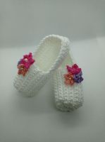 Hand Crocheted Baby Shoe And Booties In Set