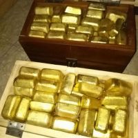 Gold nuggets and Gold bars