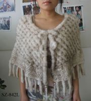Sell mink fur knit cape(SZ-842L)