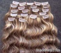 Sell Clip-in Hair Extension-100% Human Hair-Deep Wave