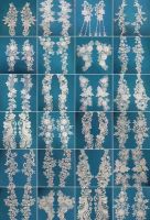 White rayon embroidered floral water soluble lace / chemical lace applique