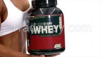 ON Gold standard 100 % Whey Protein Isolate delicious vanilla, strawberry and chocolate flavored