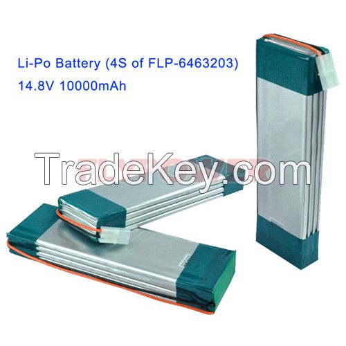 14.8V 10000mAh Li-polymer battery pack 