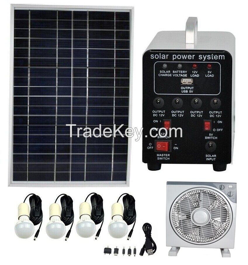 25W Solar Power Systems with 4 Lamps and 1 Fan (FS-S904)