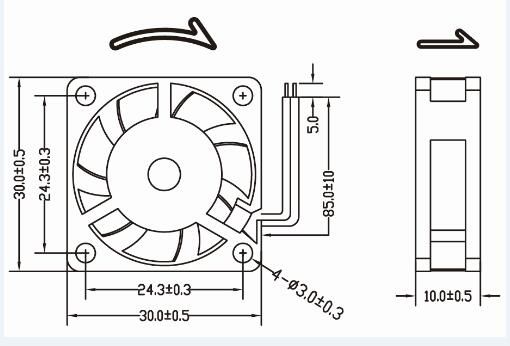 30mm x 30mm x 10mm 3010 30mm 12V DC Brushless Cooling Fan