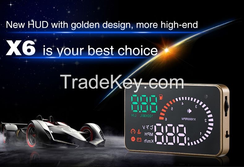 New 3 Inch X6 Car HUD Head Up Display System OBD II Speed Monitor Head up HUD Display hud speed display