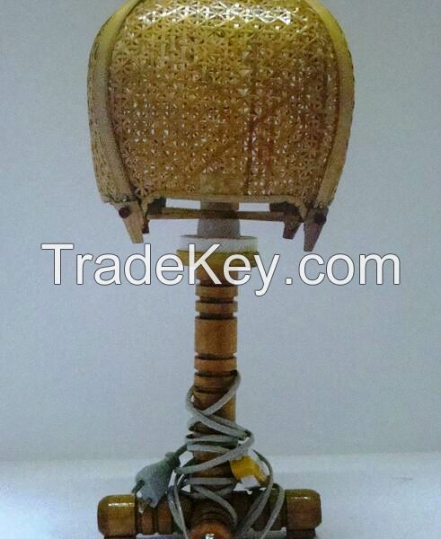 Hand crafted Bamboo Cut round Colored Lamp