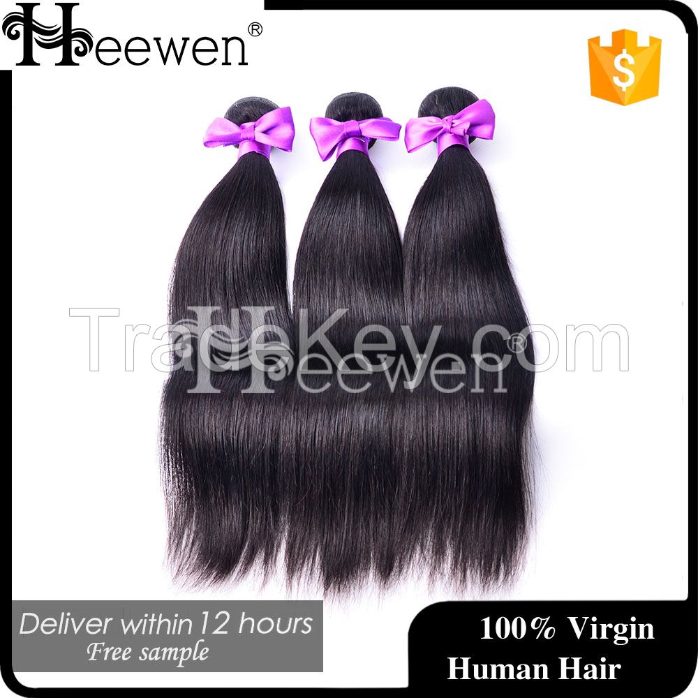 Double Drawn And Natural Black Straight Hair Virgin Brazilian Remy Hair Human Hair extention