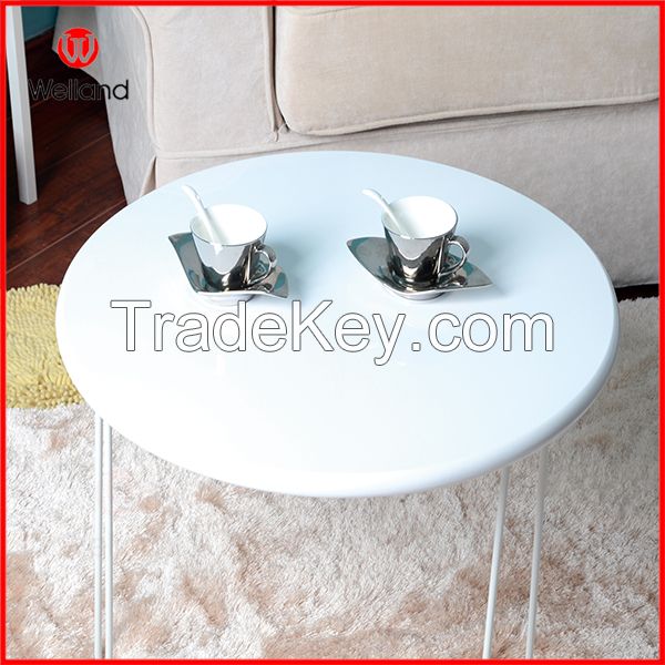 Round wooden tempered glass table