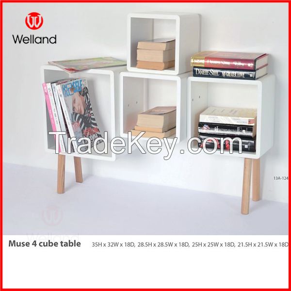 Small white bookcase with drawers